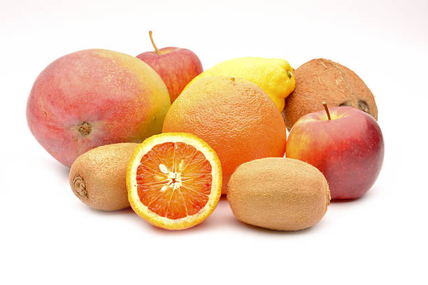 Exotic fruits on white background