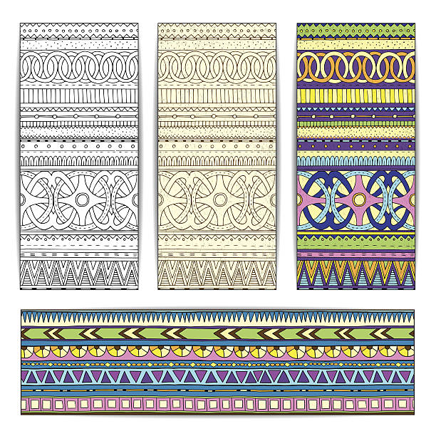 племенное текстуру.  серия изображение template frame design for карты. - part of aztec design element seamless stock illustrations