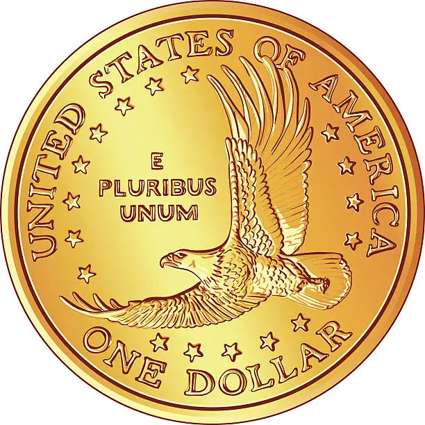 Vector illustration of vector American Money gold Dollar coin