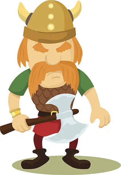Vector illustration of angry viking cartoon