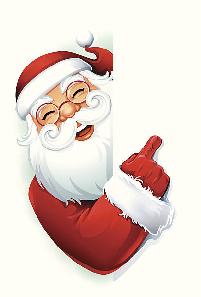 ilustraciones, imágenes clip art, dibujos animados e iconos de stock de santa claus señalando - santa claus christmas pointing frame