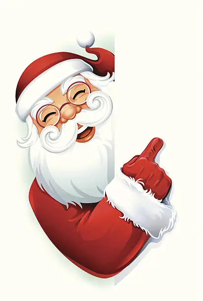 Vector illustration of Santa Claus Pointing