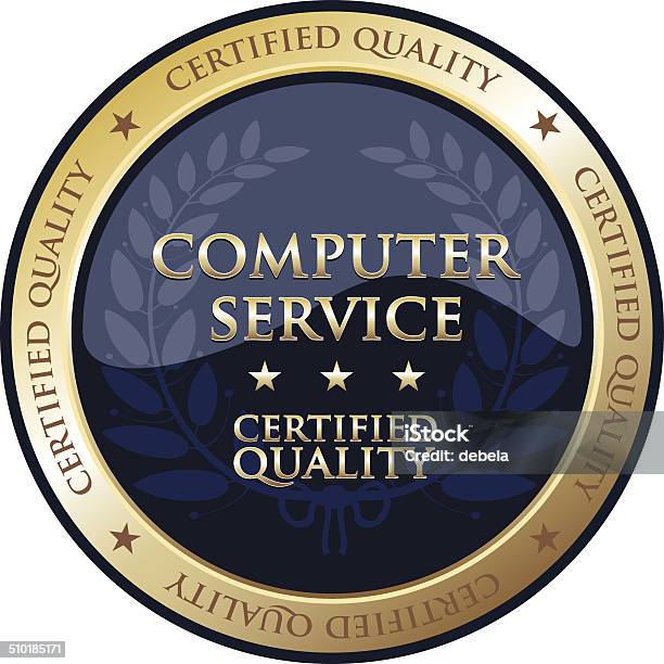 Computer Service Gold Badge Stock Illustration - Download Image Now ...