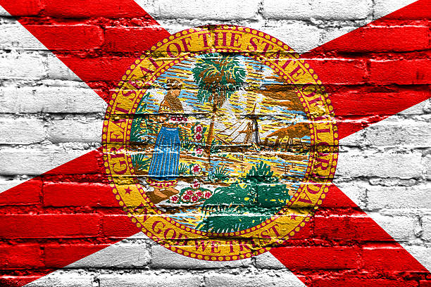 flaga stanowa florydy malowane na mur z cegły - florida state zdjęcia i obrazy z banku zdjęć