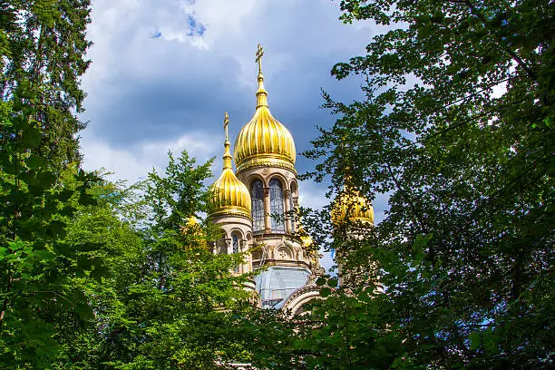 famous russian orthodox church at the Neroberg in Wiesbaden, Germany