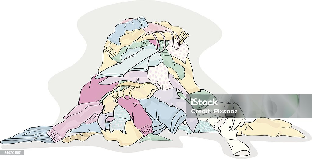 Large Pile of Laundry clothing ready to be cleaned grouped and layered easy to edit Stack stock vector