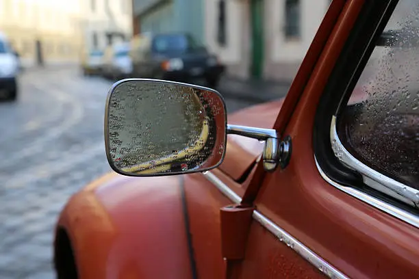 Vintage Fiat on street, selective focus