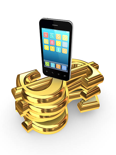 istock Cellphone on stack of dollar signs. 510204945