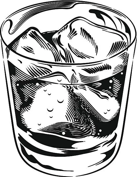 Vector illustration of Whiskey Rocks Glass