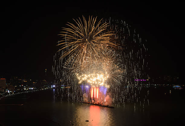 istock Big fireworks on the sky at Pattaya beach, Thailand 510212262