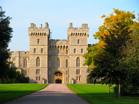 View of the entrance to Windsor Castle in Berkshire, England.