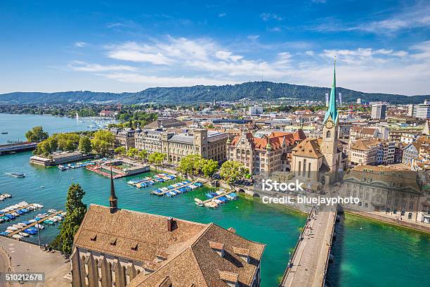 Historic City Of Zürich With River Limmat Switzerland Stock Photo - Download Image Now