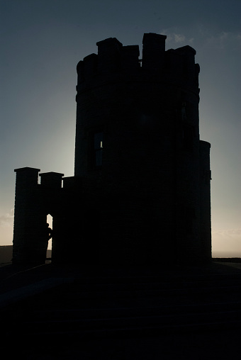 O'brien's Tower on the Cliffs of Moher, Ireland, at dawn.