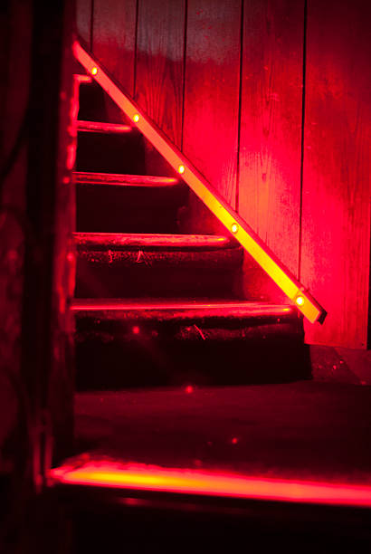 Red stairs stock photo