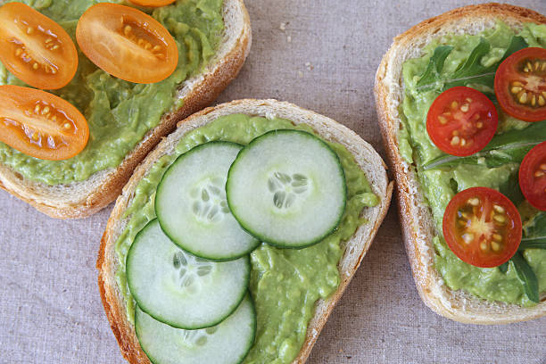 istock Green sourdough open face sandwiches toast 510220424
