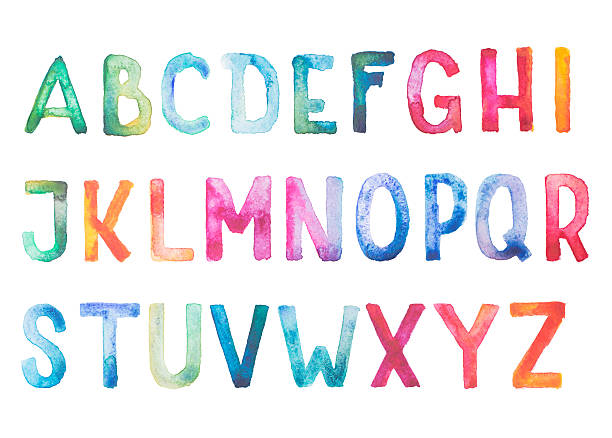 istock Colorful watercolor aquarelle font type handwritten hand draw doodle abc 510221451