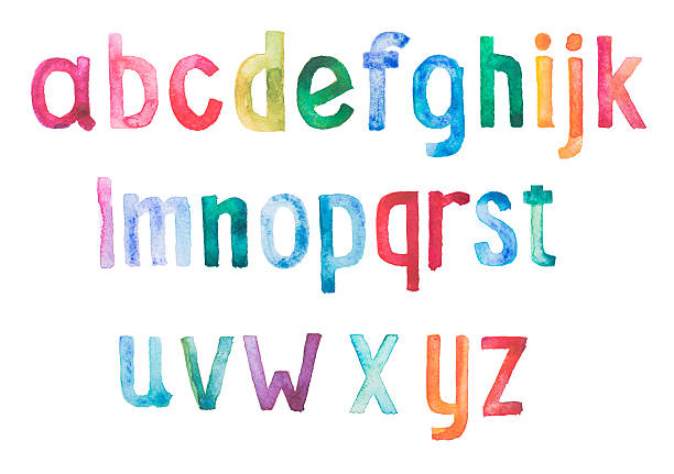 istock Colorful watercolor aquarelle font type handwritten hand draw doodle abc 510221457