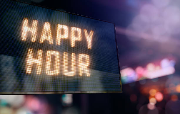 LED Display LED Display - Happy Hour signage after work stock pictures, royalty-free photos & images