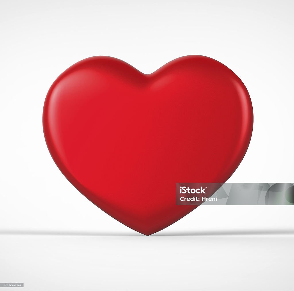3D red Heart Shape on a white background Anniversary Stock Photo