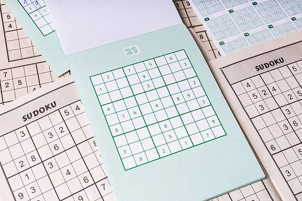 istock Many blank sudoku crosswords. Popular logic game with numbers. 510225294