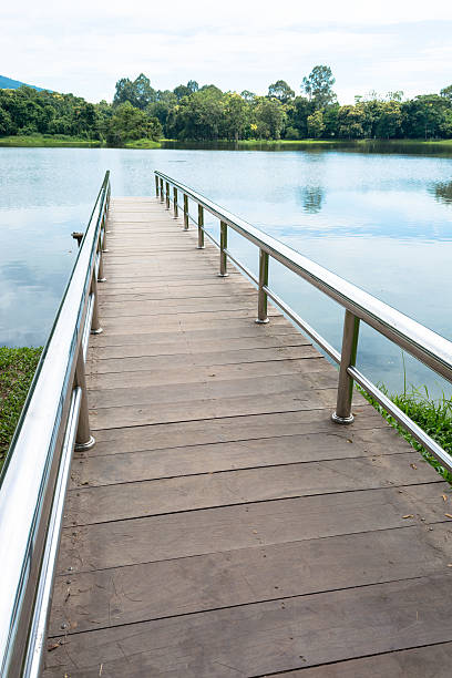istock stainless steel bridge or pier at lake 510225353
