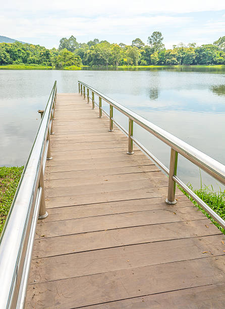 istock stainless steel bridge or pier at lake 510225355