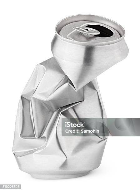 Crumpled Empty Soda Or Beer Can Isolated On White Stock Photo - Download Image Now - Can, Crushed, Cut Out