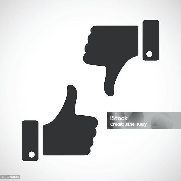 Black Like And Dislike Icons Set Stock Illustration - Download Image Now - Icon Symbol, Thumbs Up, Thumb