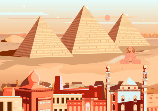 illustrations, cliparts, dessins animés et icônes de pyramide et du sphinx de gizeh, egypte - egypt islam cairo mosque