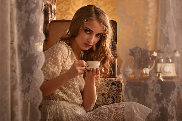 istock retro beauty drinking coffee in the morning 510226319