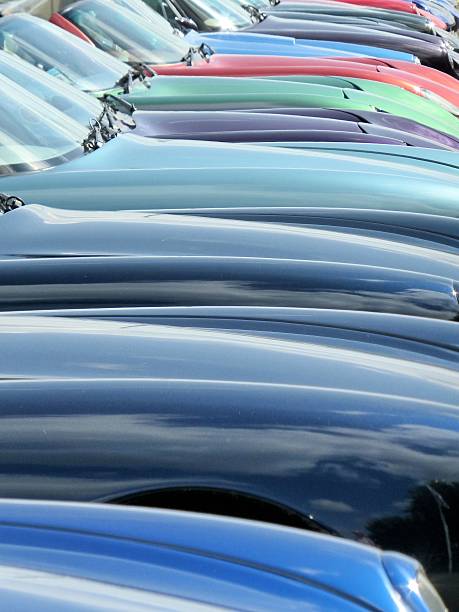 istock Row of Car Bonnets (Mainly Blue) 510227189