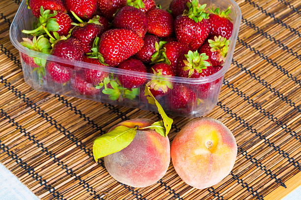 strawberries and peach