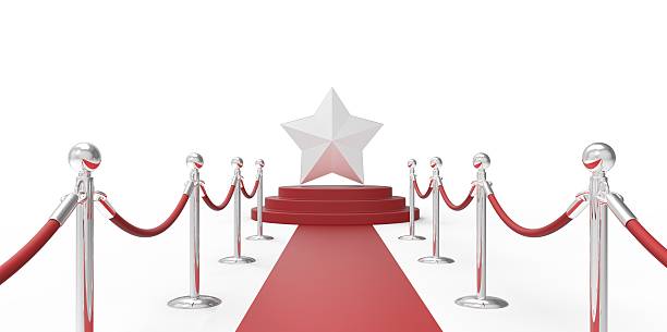 istock Silver chrome star on red carpet VIP way chrome silver 510227953