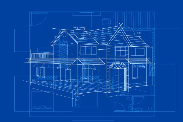 Vector illustration of Blueprint of Building