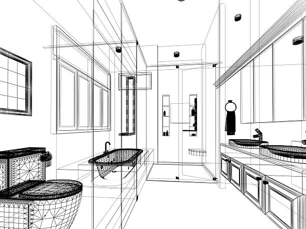 istock abstract sketch design of interior bathroom 510231728