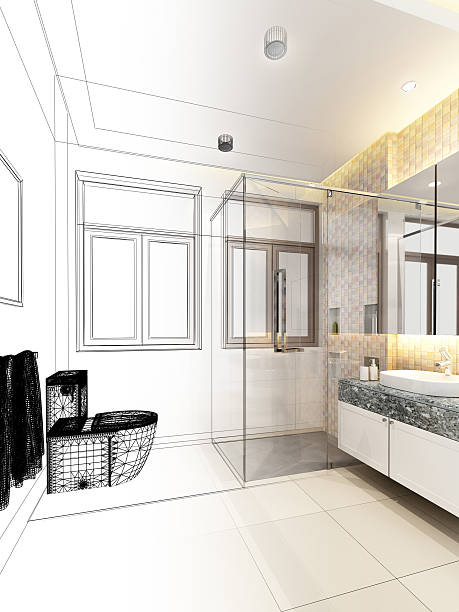 istock abstract sketch design of interior bathroom 510231862