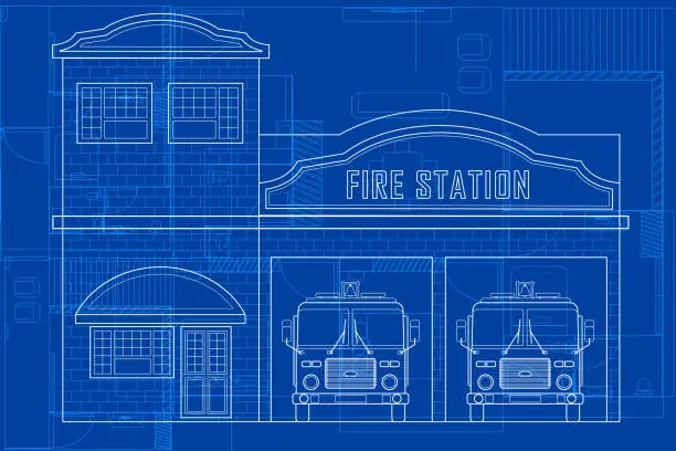 Vector illustration of Blueprint of Building