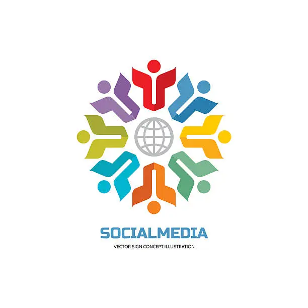 Vector illustration of Social media of world - vector sign concept illustration