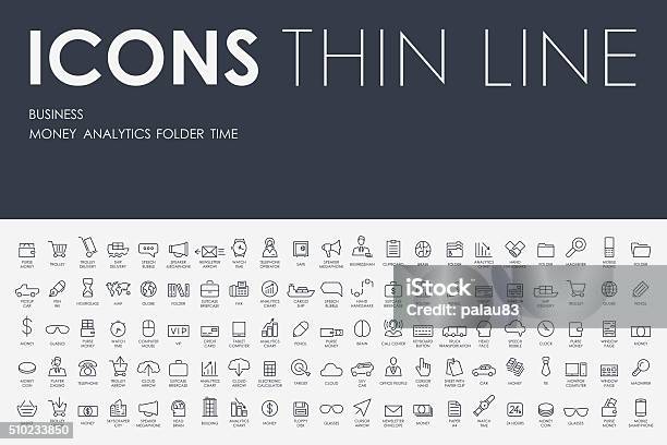 Business Thin Line Icons Stock Illustration - Download Image Now - Icon Symbol, Business, Vector
