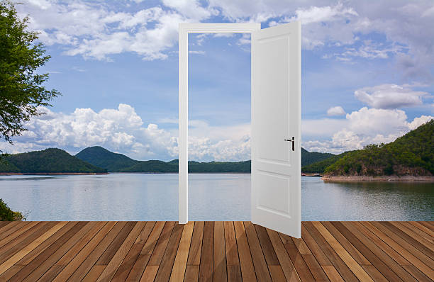 istock Landscape behind the opening door 510235162