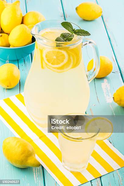 Fresh Homemade Lemonade Stock Photo - Download Image Now - Lemonade, Blue, Citrus Fruit