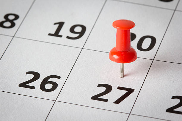 Appointments marked on calendar stock photo