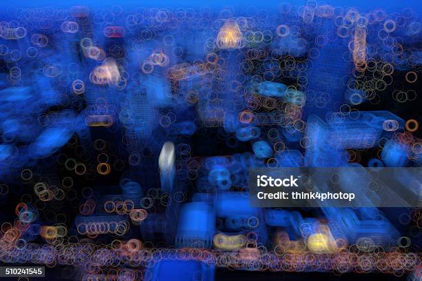 Bangkok Cityscape At Twilight Time Blurred Photo Bokeh Stock Photo - Download Image Now