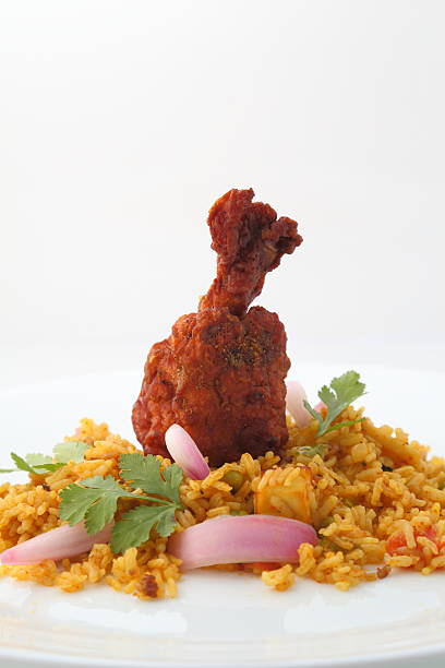 Mutton or Chicken Gosht Biryani from India. Chicken fried rice.