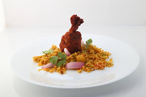 Mutton or Chicken Gosht Biryani from India. Chicken fried rice.