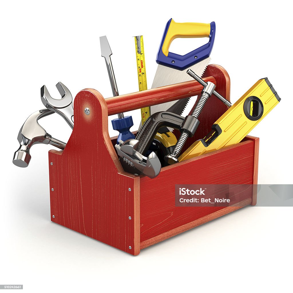 Wooden Tool Box Stock Photo - Download Image Now - Toolbox, Work Tool,  White Background - iStock