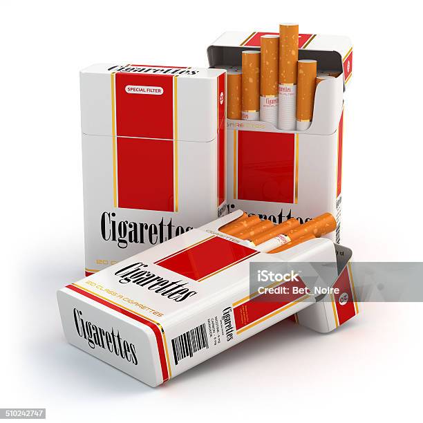 Cigarette Pack On White Isolated Background Stock Photo - Download Image Now - Cigarette Pack, Cigarette, Packing