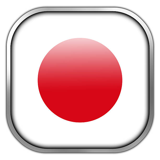 япония флаг глянцевый кнопку площадь - japanese flag flag japan national flag stock illustrations