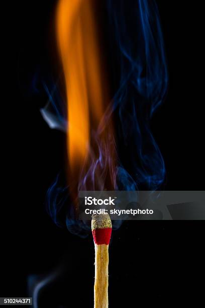 Burning Matchstick Stock Photo - Download Image Now - Arson, Black Background, Black Color