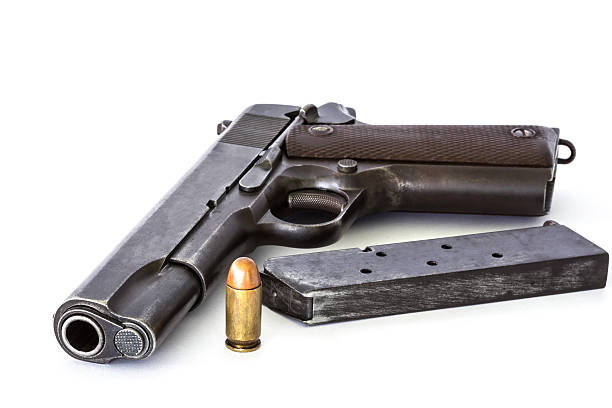 istock weapon  automatic pistol and bullets magazine 510248209